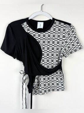 Oori Ott Cutout Tie Abstract Top